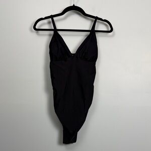 Cupshe Women’s Size Small Solid Black Swimsuit One Piece Adjustable Straps NWT